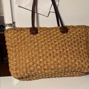 Elegant Tan Woven Tote Bag